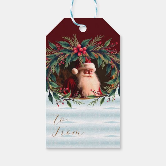 Elegant Santa Clause Gift Tag Geschenkanhänger (Rückseite)
