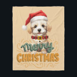 Elegant Santa dog Merry Christmas Retro Mustard Fleecedecke<br><div class="desc">Schöne niedliche Illustration Santa dog mit coolem Texteffekt im Vintagen Stil für Weihnachtsfeiern.</div>