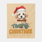 Elegant Santa dog Merry Christmas Retro Mustard Fleecedecke (Vorderseite)