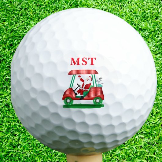Elegant Santa Golf Weihnachts Monogram Golfball