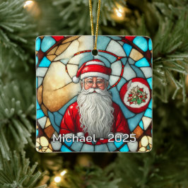 Elegant Santa Portrait Keramikornament