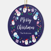 Elegant Santa Snowman Candy Cane Weihnachtsfeierta Keramik Ornament (Links)