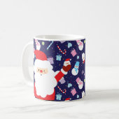 Elegant Santa Snowman Candy Cane Weihnachtsmuster Kaffeetasse (Vorderseite Links)