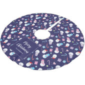 Elegant Santa Snowman Candy Cane Weihnachtsmuster Polyester Weihnachtsbaumdecke (Schrägansicht)