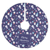 Elegant Santa Snowman Candy Cane Weihnachtsmuster Polyester Weihnachtsbaumdecke (Vorderseite)