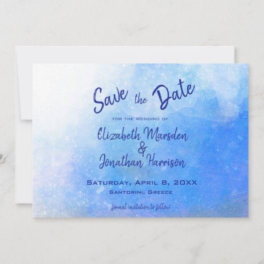 Elegant Santorini Griechenland Foto Save The Date (Rückseite)