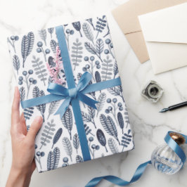 Elegant Sapphire Blue Botanicals Geschenkpapier