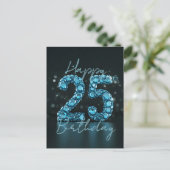 Elegant Sapphire Blue und Black 25. Geburtstag Postkarte (Stehend Vorderseite)