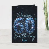 Elegant Sapphire Blue und Black 60. Geburtstag Karte (Vorderseite)