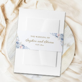 Elegant Sapphire & Ivory Floral Wedding Invite Einladungsbanderole