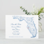 Elegant Sarasota Florida Wedding Navy Karte (Stehend Vorderseite)