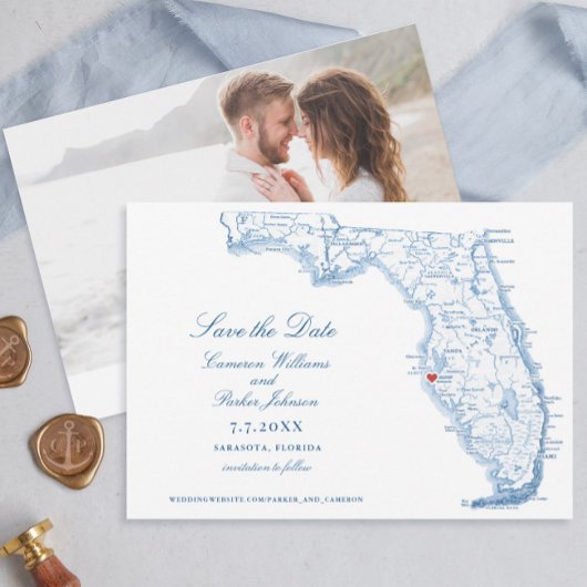 Elegant Sarasota Florida Wedding Navy Karte