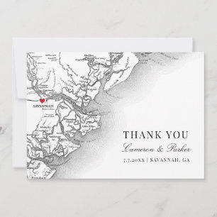 Elegant Savannah Georgia Wedding Foto Flat Dankeskarte