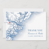 Elegant Savannah Georgia Wedding Foto Flat Dankeskarte (Vorderseite)