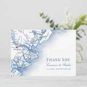 Elegant Savannah Georgia Wedding Foto Flat Dankeskarte (Stehend Vorderseite)