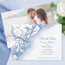 Elegant Savannah Georgia Wedding Navy Map