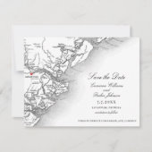 Elegant Savannah Georgia Wedding Schwarz-weiß Map Save The Date (Vorderseite)