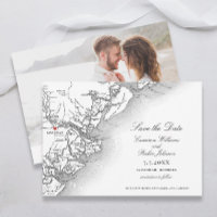 Elegant Savannah Georgia Wedding Schwarz-weiß Map