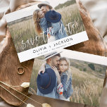 Elegant Save the Date 2 Foto White Letter<br><div class="desc">Modernes und elegantes Foto Save the Date Hochzeitskarte. Die Save the Date einladende Einladungskarte beinhaltet weiße Typografie,  schick und schlichtes Design auf weißem Hintergrund,  mit dem Sie Ihre individuelle Verlobung Fotografie hinzufügen können.</div>