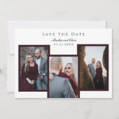 Elegant Save the Date 3 Foto Collage Red Chic (Vorderseite)