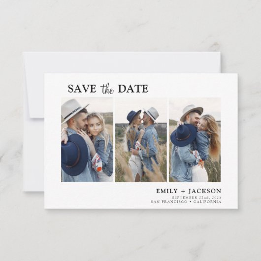 Elegant Save the Date 3 Foto Einfach (Vorderseite)