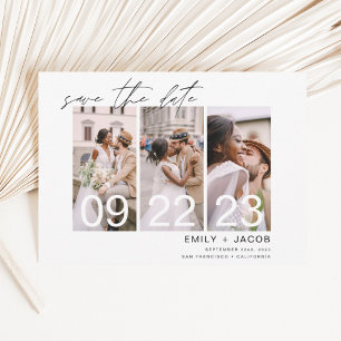 Elegant Save the Date 3 Foto Einladungen
