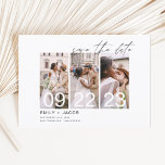 Elegant Save the Date 3 Foto Einladungen<br><div class="desc">Modernes und elegantes Landschaftsbild Horizontal Drei (3) Foto Save the Date Hochzeit mit handgeschriebener Schrift Typografie. Der Save the Date einladende Magnet beinhaltet Skripttypografie und schick und schlichtes Design,  mit dem Sie Ihre individuelle Verlobung Fotografie hinzufügen können.</div>
