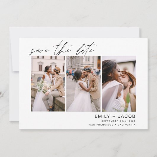 Elegant Save the Date 4 Foto Einladungen (Vorderseite)