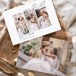 Elegant Save the Date 4 Foto Einladungen<br><div class="desc">Modernes und elegantes Landschaftsbild Horizontal Vier (4) Foto Save the Date Hochzeit mit handgeschriebener Schrift Typografie. Der Save the Date einladende Magnet beinhaltet Skripttypografie und schick und schlichtes Design,  mit dem Sie Ihre individuelle Verlobung Fotografie hinzufügen können.</div>