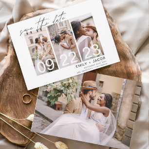 Elegant Save the Date 4 Foto Einladungen