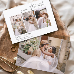 Elegant Save-the-Date 4 Foto Minimalist Save The Date