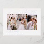 Elegant Save the Date 4 Foto Minimalistisch Silber Folieneinladung (Vorderseite)