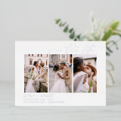 Elegant Save the Date 4 Foto Minimalistisch Silber Folieneinladung (Stehend vorne)