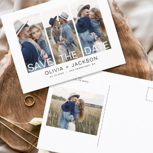 Elegant Save the Date 4 Foto White Letter Ankündigungspostkarte