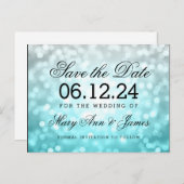 Elegant Save the Date Beach Ombre Glitzer Lights Ankündigungspostkarte (Vorne/Hinten)