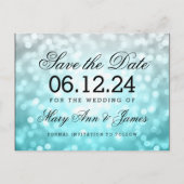 Elegant Save the Date Beach Ombre Glitzer Lights Ankündigungspostkarte (Vorderseite)