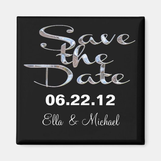 Elegant Save the Date Black II Magnet (Vorne)