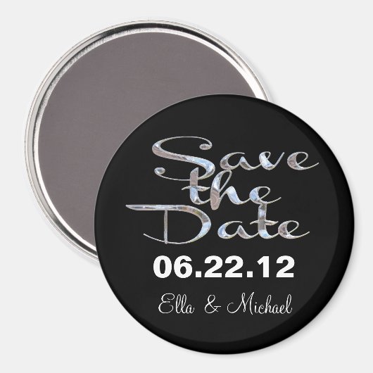 Elegant Save the Date Black II Magnet (Vorderseite/Rückseite)