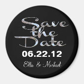 Elegant Save the Date Black II Magnet (Vorne)