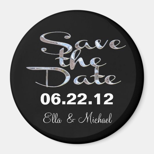 Elegant Save the Date Black II Magnet (Vorne)