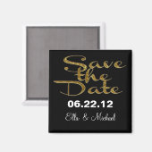 Elegant Save the Date Black Magnet (Vorderseite/Rückseite)