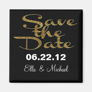 Elegant Save the Date Black Magnet