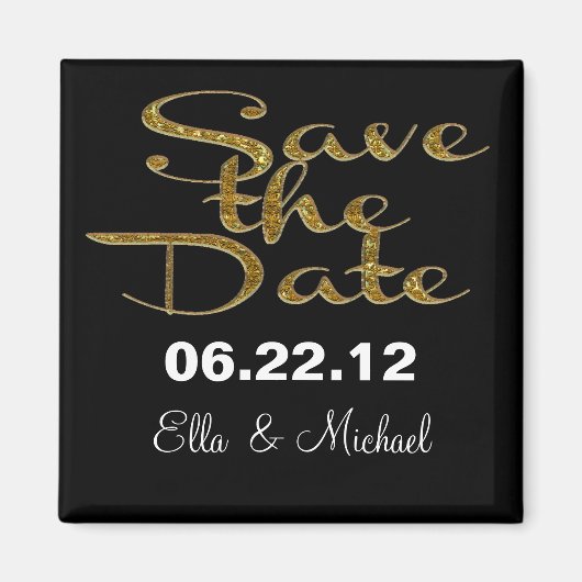Elegant Save the Date Black Magnet (Vorne)