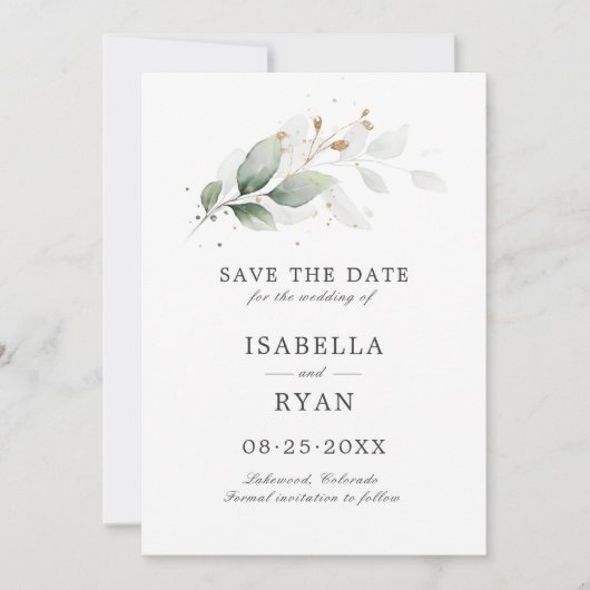 Elegant Save the Date Botanischer Garten Gold (Vorderseite)