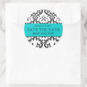 Elegant Save the Date Damask Stickers Aqua Blue (Tasche)