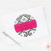 Elegant Save the Date Damask Stickers Hot Pink (Umschlag)