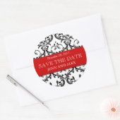 Elegant Save the Date Damask Stickers Red (Umschlag)