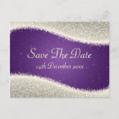 Elegant Save the Date Dazzling Glitzern Lila Ankündigungspostkarte (Vorderseite)