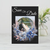 Elegant Save the Date Floral Newly Weds Wedding Einladung (Stehend Vorderseite)