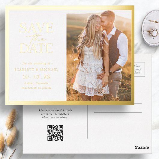 Elegant Save the Date Folie Einladungspostkarte